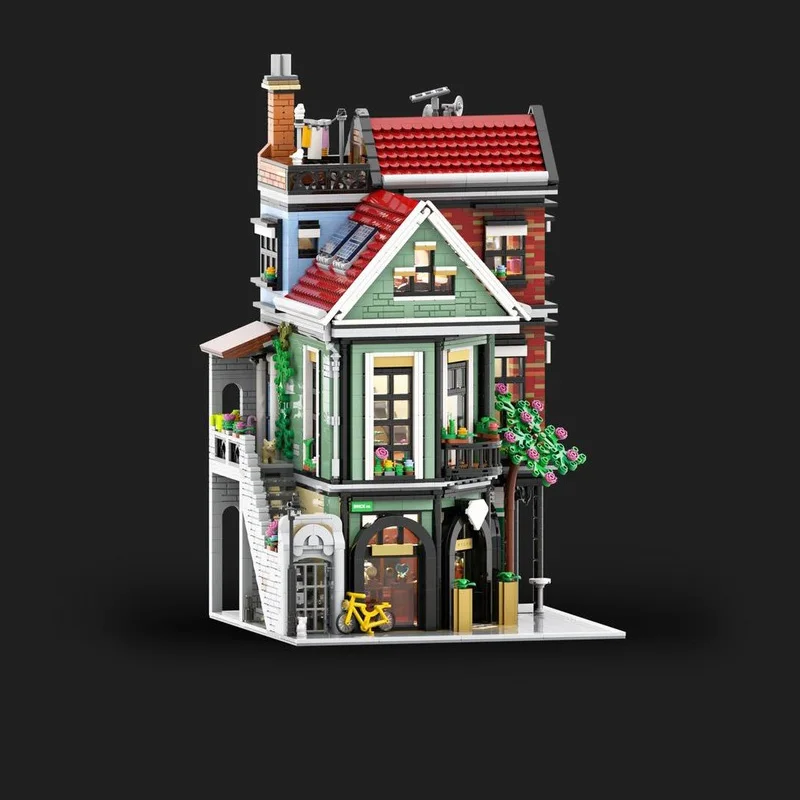 City Street View Model MOC Building Brick Jeweler And Pancake House Modular Technology Children Holiday Gifts Assemble Toys Suit