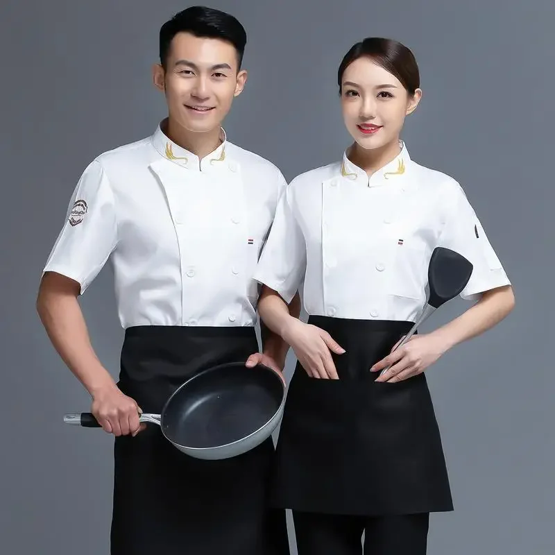 Long-Sleeved Waiter Uniforms Breathable Chef Uniforms for Kitchen Staff in Dining and Baking Chef Jacket Tops for Man Women