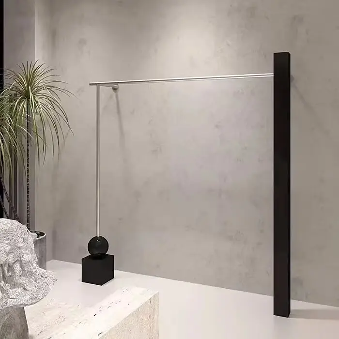 Stainless Steel Black Wall-Mounted Clothing Display Rack for Men's and Women's Stores