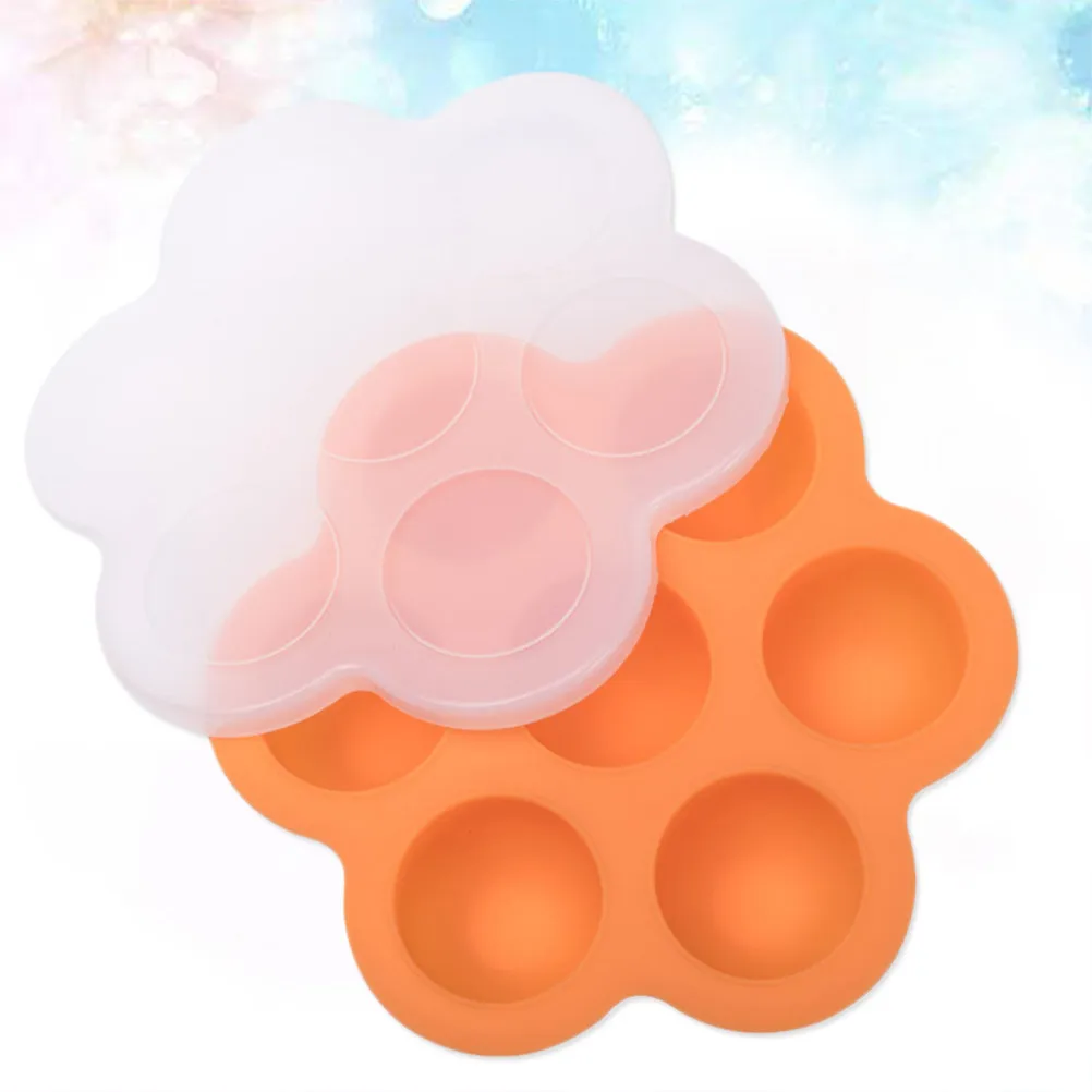 

Food Storage Tray 7 Cavity Silicone Freezer Tray Orange Containers Food Storage Container for Baby