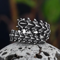 316L Stainless Steel Vintage Creative Spine Ring Opend Ring Dragon Bone Anels For Man Women Jewelry For Best Friend Gift