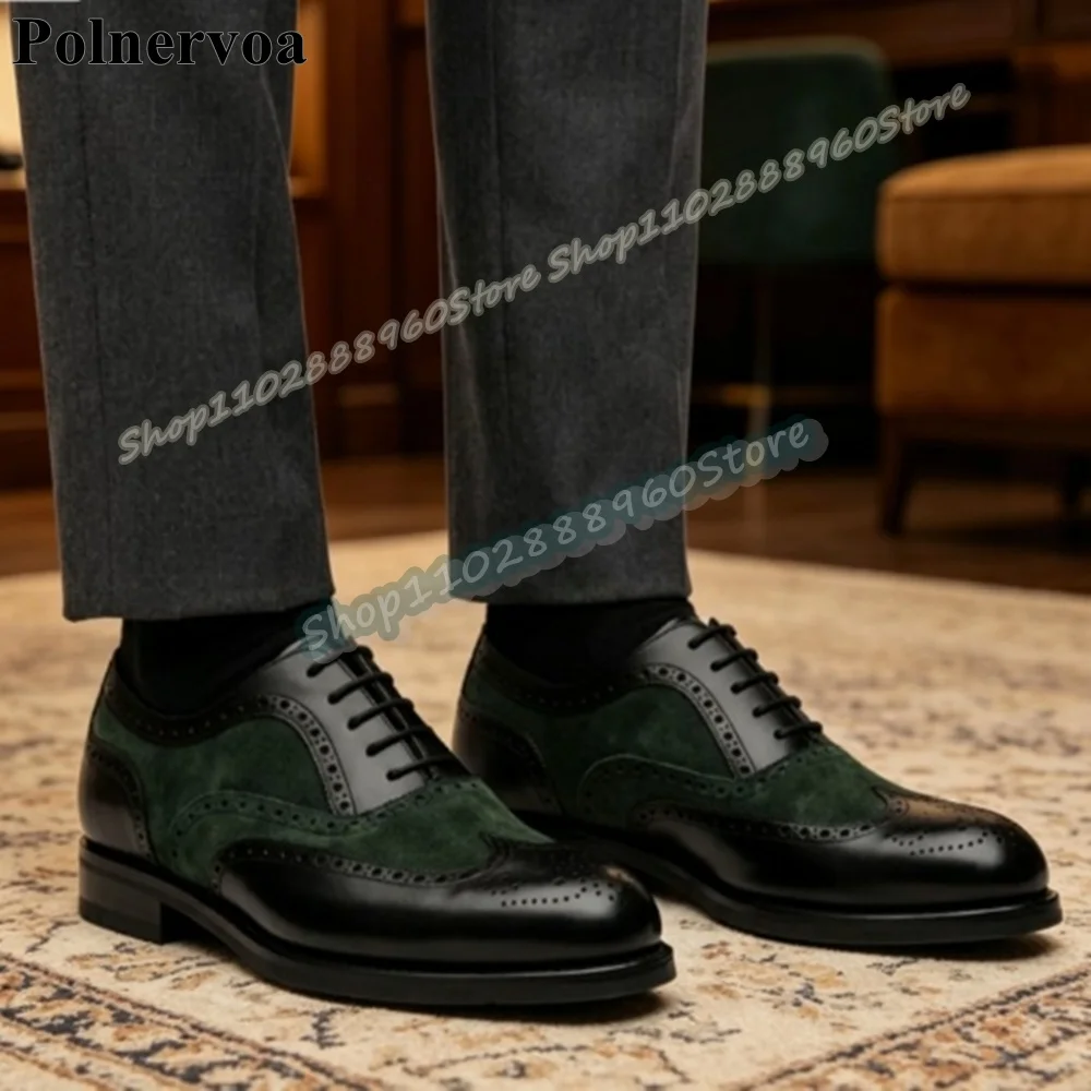 Business Black And Green Splicing Cross Tied Men Pumps Flats Party Shoes For Men Slip On Banquet Catwalk 2026 Fashion Men Shoes