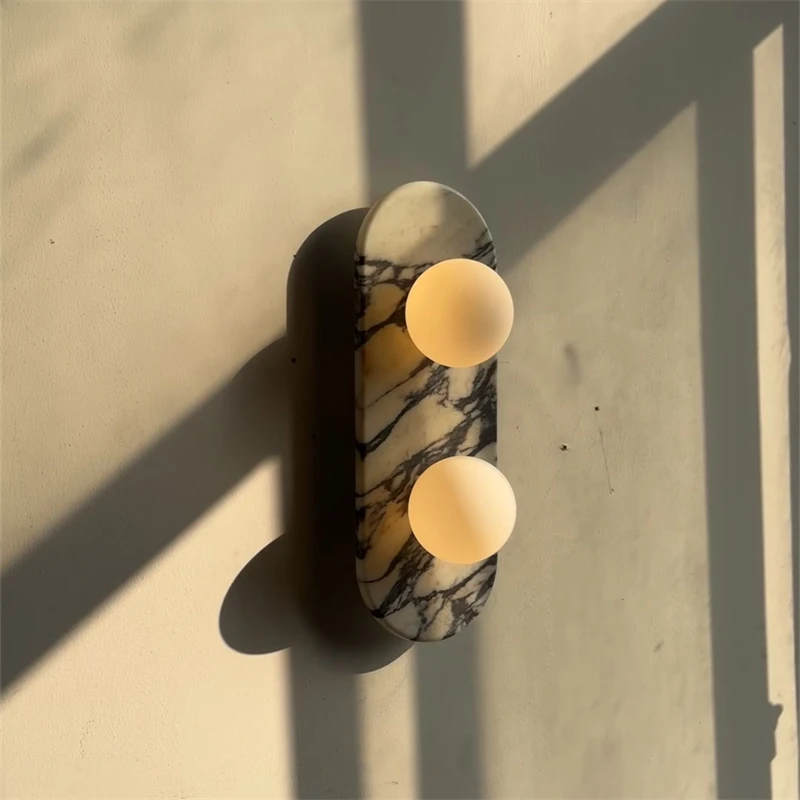 Led Natural Marble Wall Sconce Lamps Luxury Home Decoration Background Light Fixture, Bedside Hallway Bathroom Decor Lighting