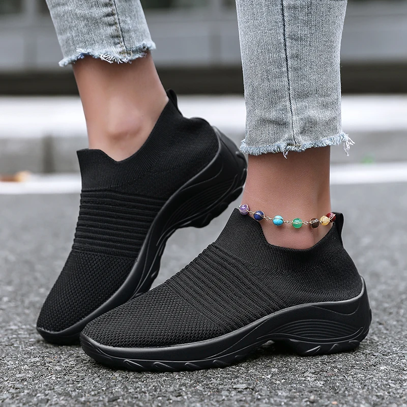 2024 New Women's Spring Sports Shoes Walking Set Socks Nurse Mesh  Cushion Elevated Casual Shoes Fashion Outdoor Lazy Shoes