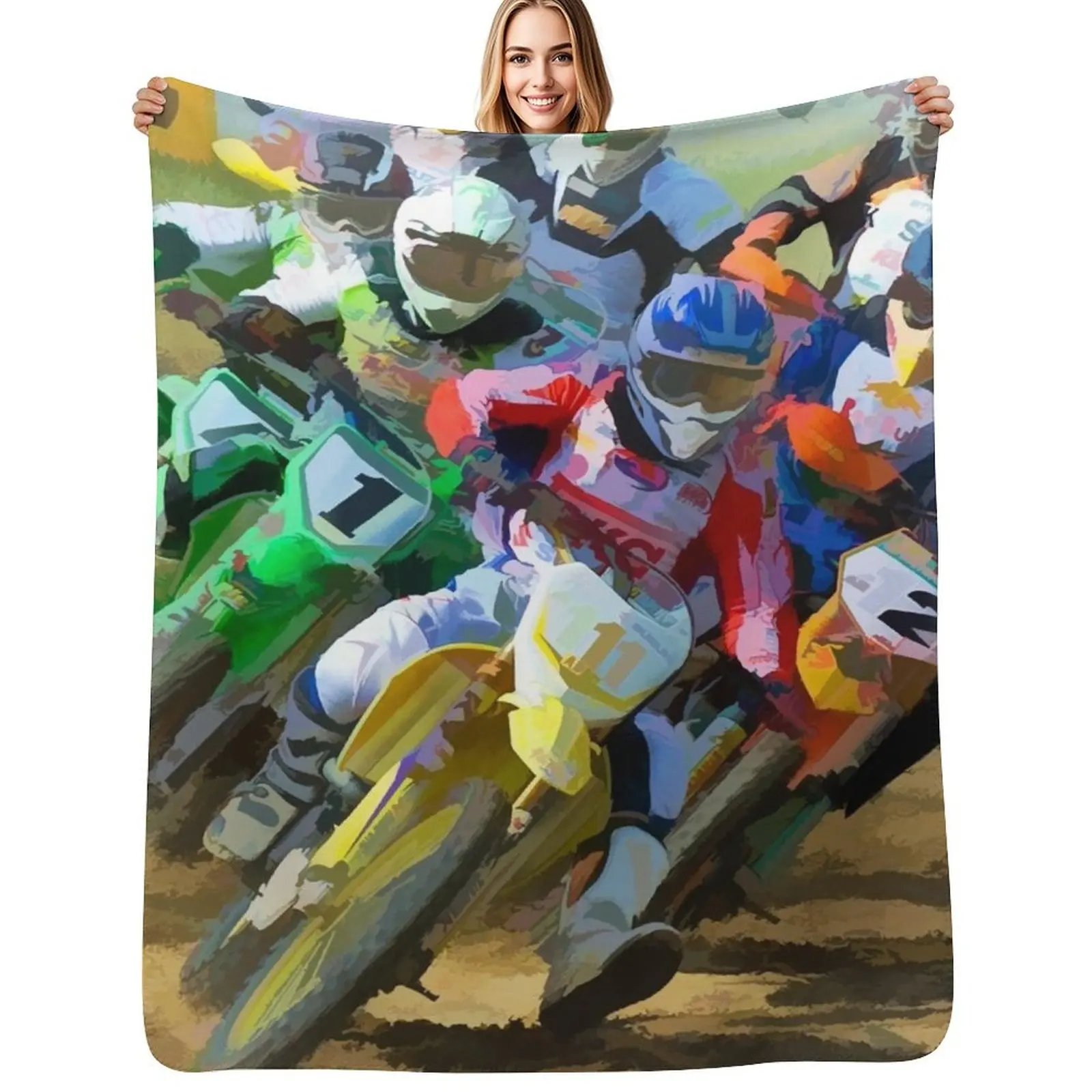 

Motocross Throw Blanket Loose Flannel Summer Beddings Hairys Blankets