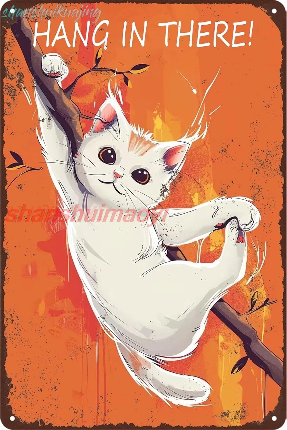 Hang In There Cat Poster Wire Cats Wall Sign The Cat Hanging On It Poster Aesthetic Interesting Animal Cat Poster Hang In T sign