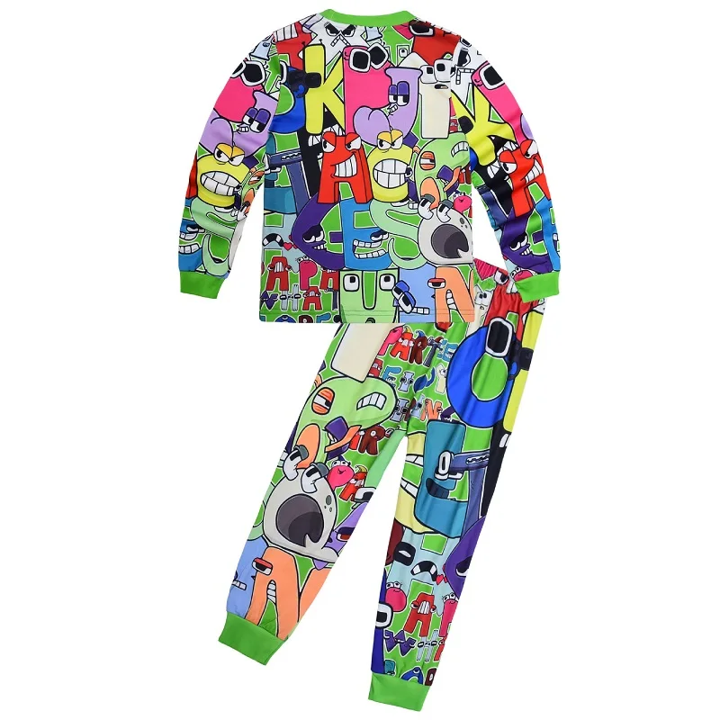 Alphabet Lore 110-150 Pajamas for Kids Homewear Sleeping Clothes Baby Boys Pajama Sets Teen Girls Pyjamas Costume T Shirt Pants