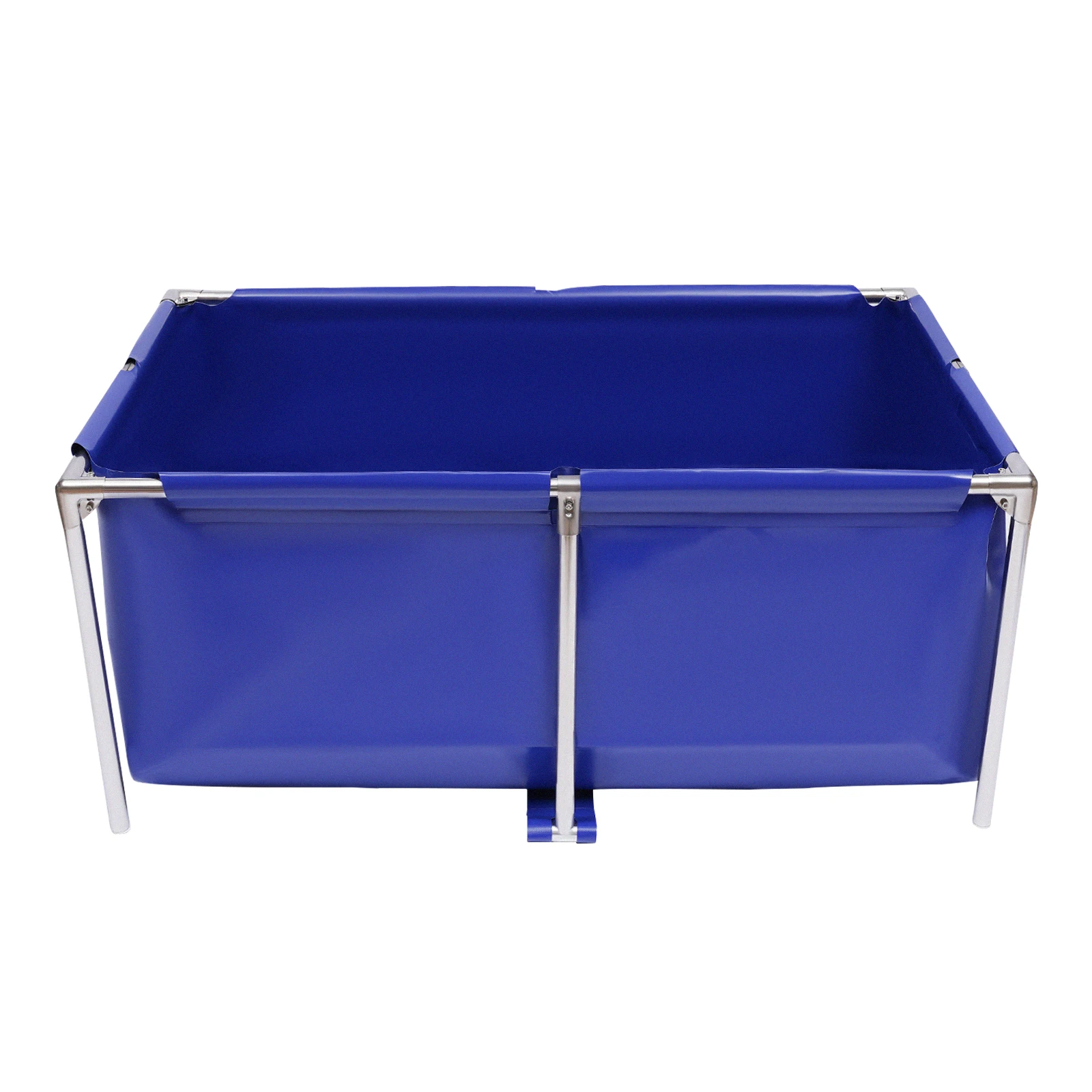 Foldable Canvas Fish Pond 120x80x50cm, Outdoor Aquarium Koi Breeding Tank with Drain Valve, Stainless Steel Frame Pool for Fish 7