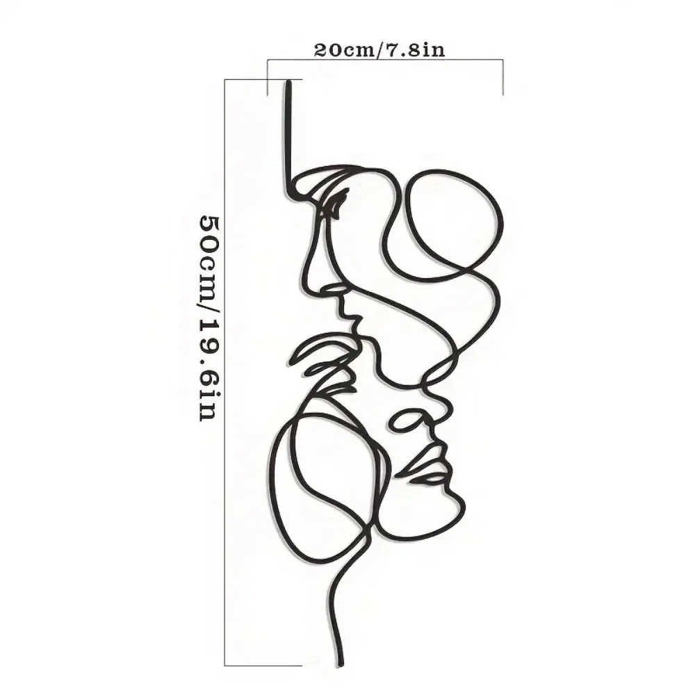 Abstract Metal Craft Face Line Art Wall Decor Wrought Iron Silhouette In Stock Indoor Hanging Ornament