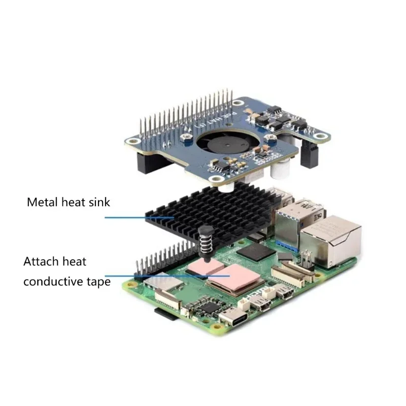 Modul Papan Ekspansi Catu Daya Poe Ethernet Poe dengan Dukungan Kipas 802.3AF untuk RPI 5