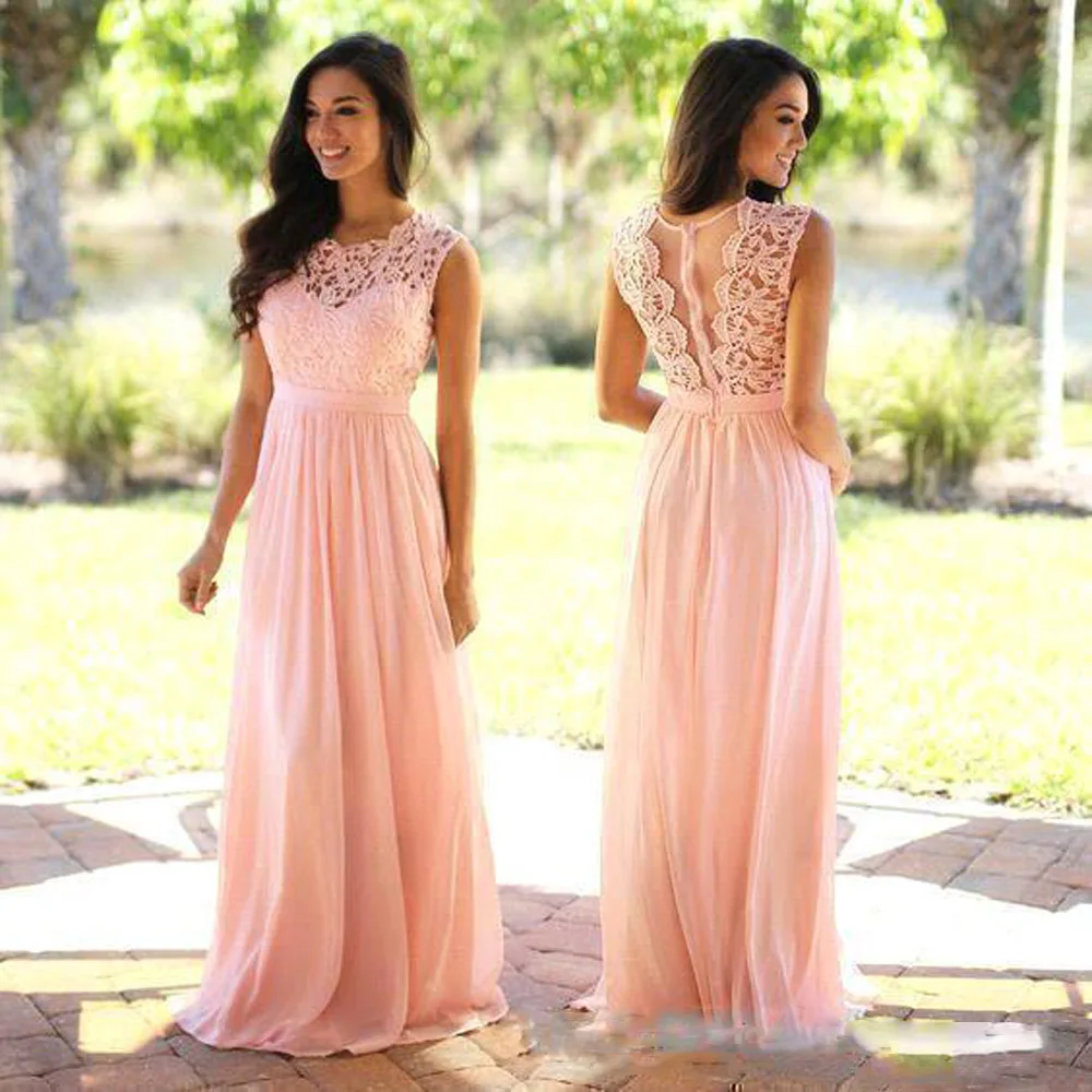 Sleeveless Lace Chiffon Evening Dresses Women 2024 Long  A-line O Neck Elegant Formal Prom Party Gowns Robe De Soiree De Mariage