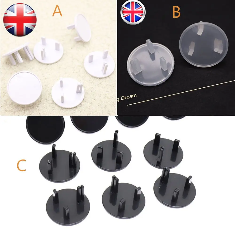 Black Baby ABS Outlet Safety 10Pcs UK Power Socket Guard Protector Safety Power Protection Cover Plug Cover