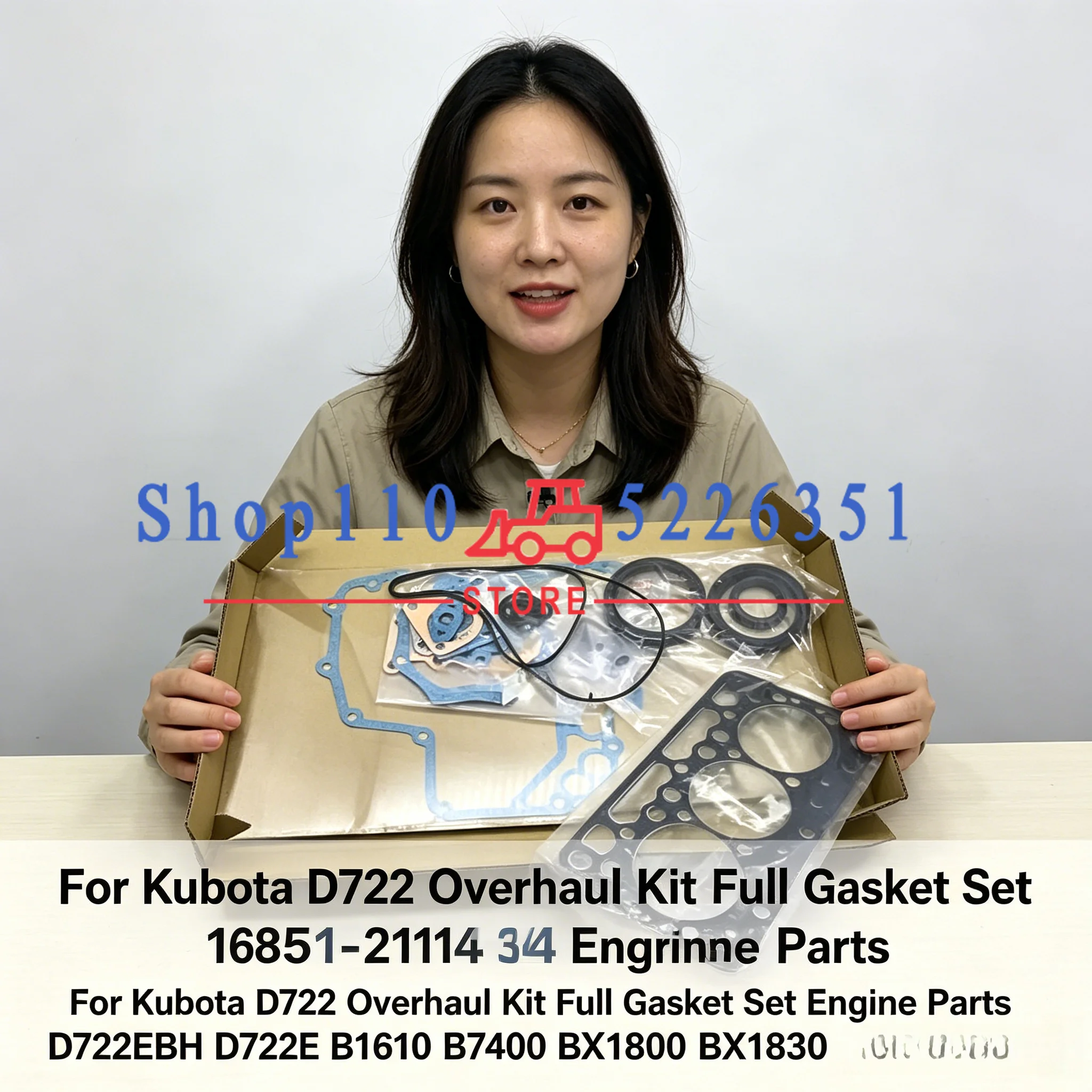 For Kubota D722 Overhaul Kit Full Gasket Set 16851-21114 Engine Parts D722EBH D722E B1610 B7400 BX1800 BX1830 Bobcat 320