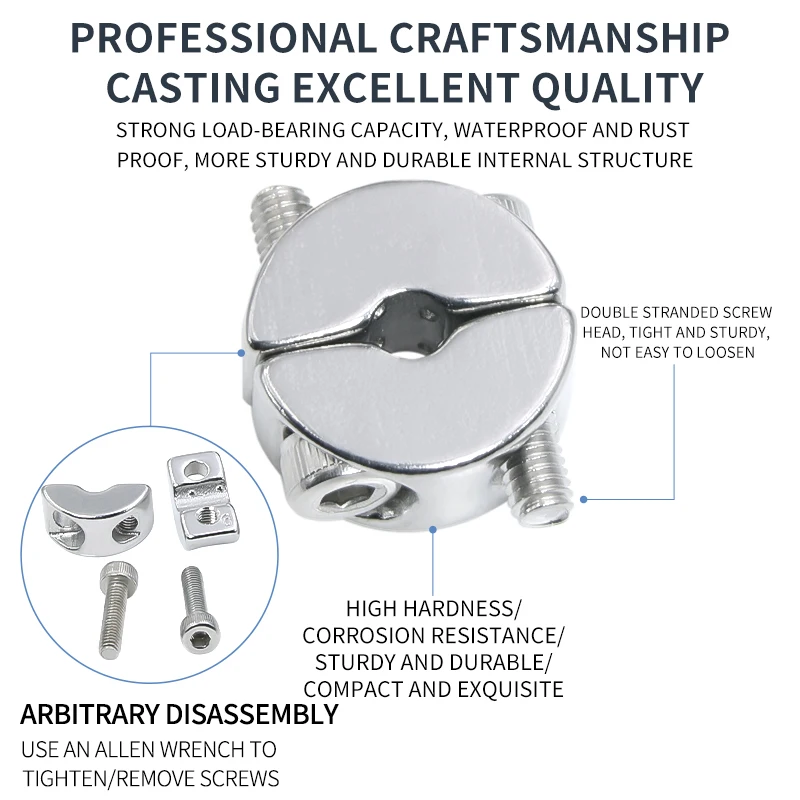 Picture 6: 316 stainless steel cable double stranded screw lock, adjustable metal rope clamp for 2/3/4/5/6/8mm steel cables