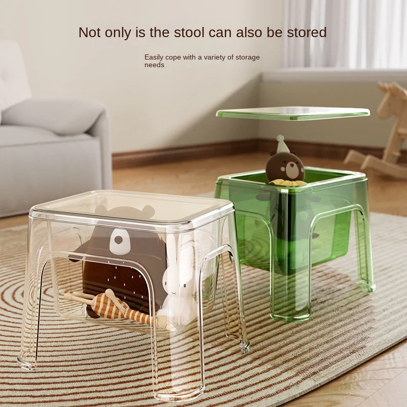 

Transparent Low Stool Thickened PET Living Room Small Bench Home Children's Stool Plastic Chair Ottoman Storage