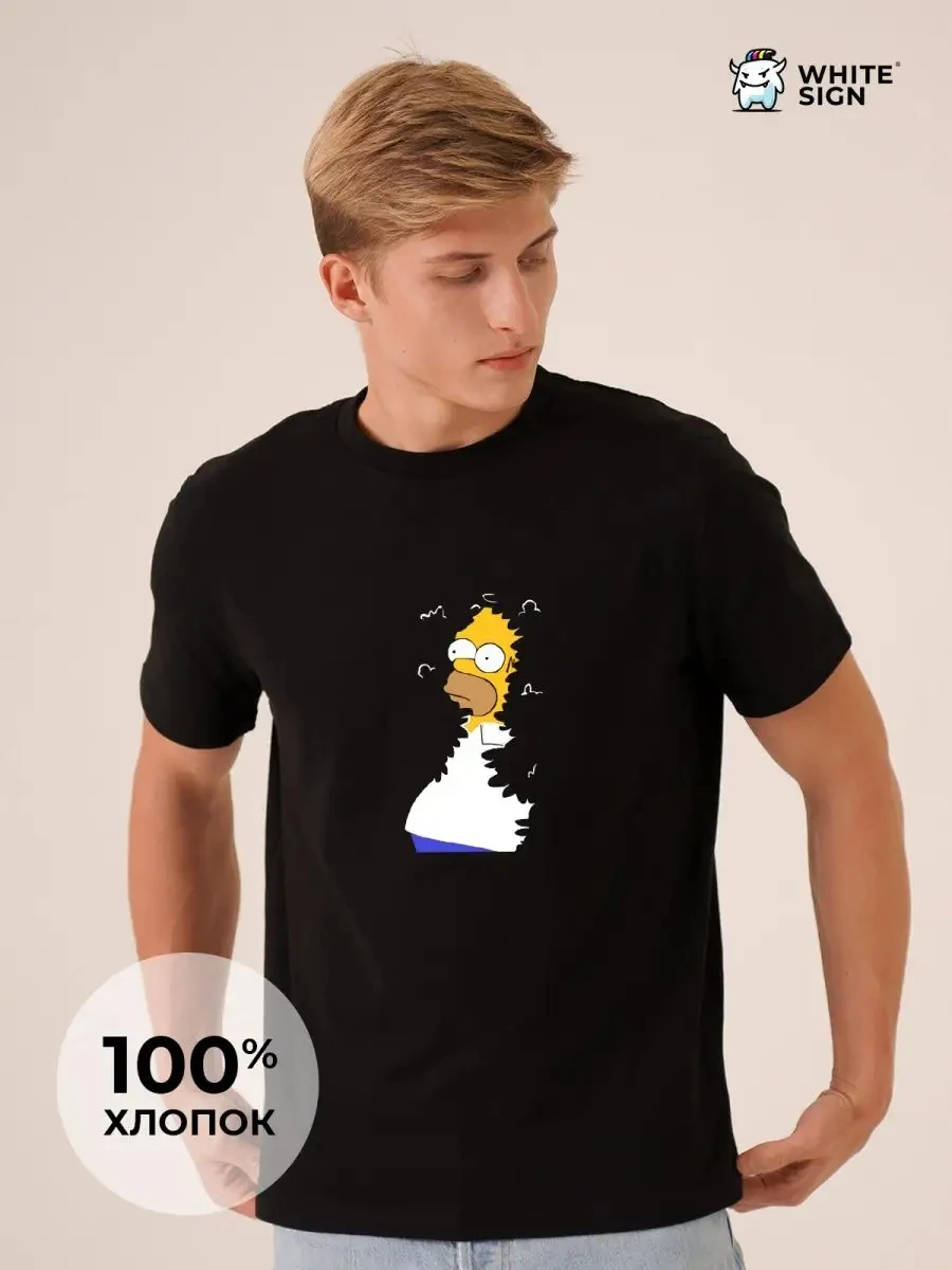 Cotton t-shirt with a print of Homer Simpson in the bushes. Summer Men's&Women's Winter Oversized Loose Casual Sweatshirt