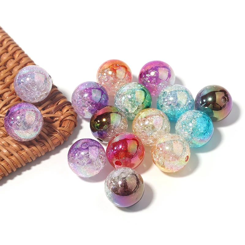 10 Stück/Set 16mm UV-farbige, geknackte Acrylperlen, zweifarbige lose Spacer-Perlen für die Schmuckherstellung, DIY Armband, Halskette, Zubehör – Detail 2