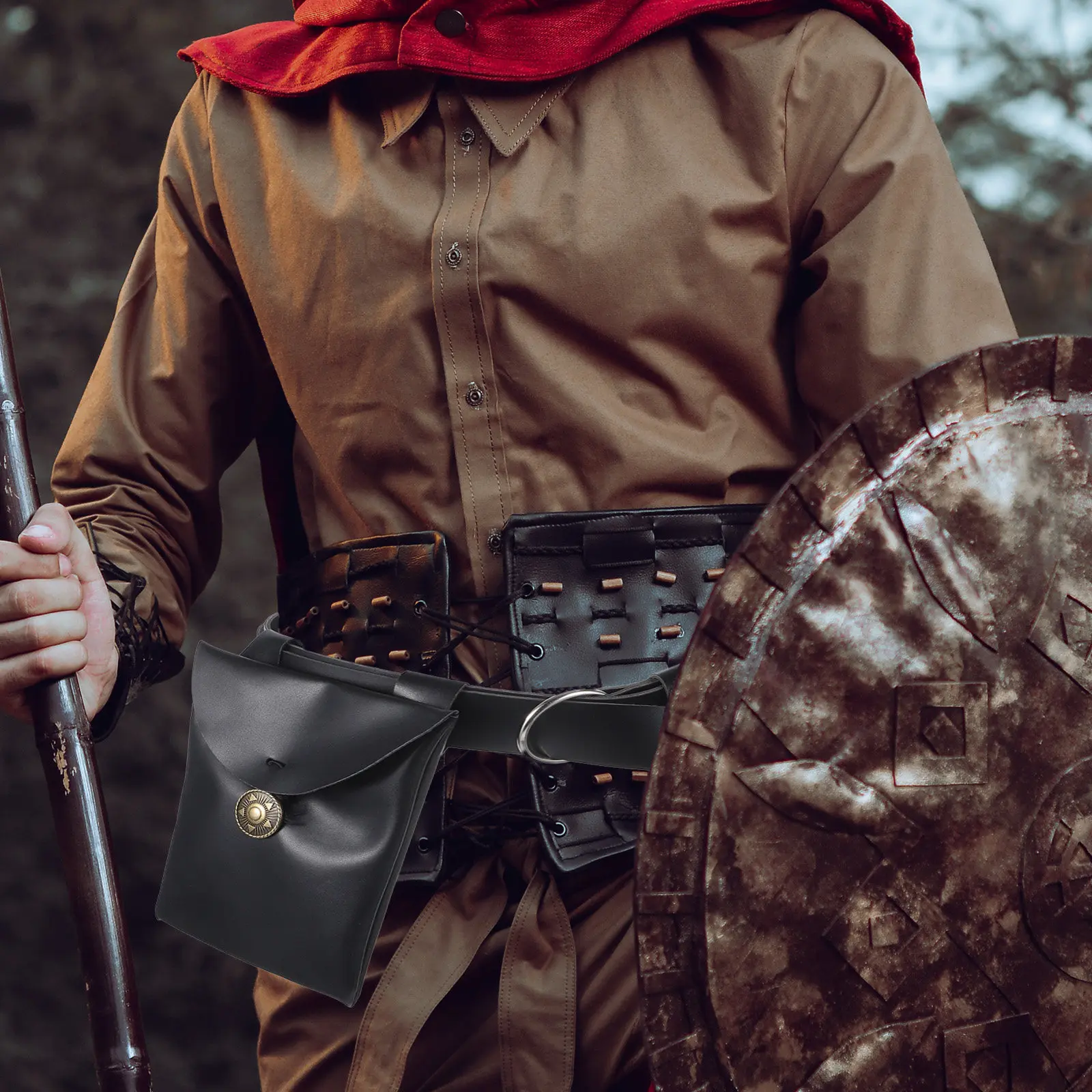 

Набор из 1 средневековой поясной сумки из искусственной кожи для косплея, вечеринок, Хэллоуина, костюмов эпохи Возрождения, портативный аксессуар для хранения и путешествий