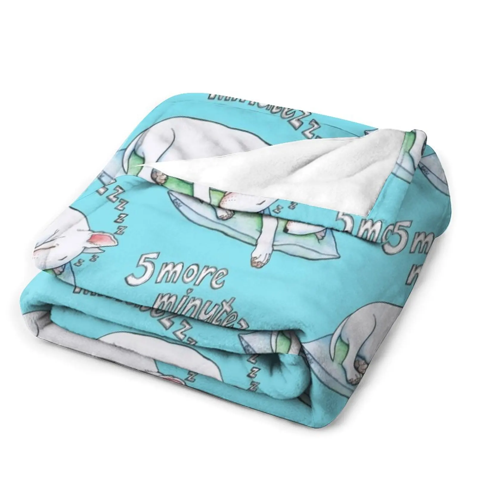 Bull Terrier sleeping 5 more minutes Throw Blanket Comforter Soft Plaid Flannel Blankets