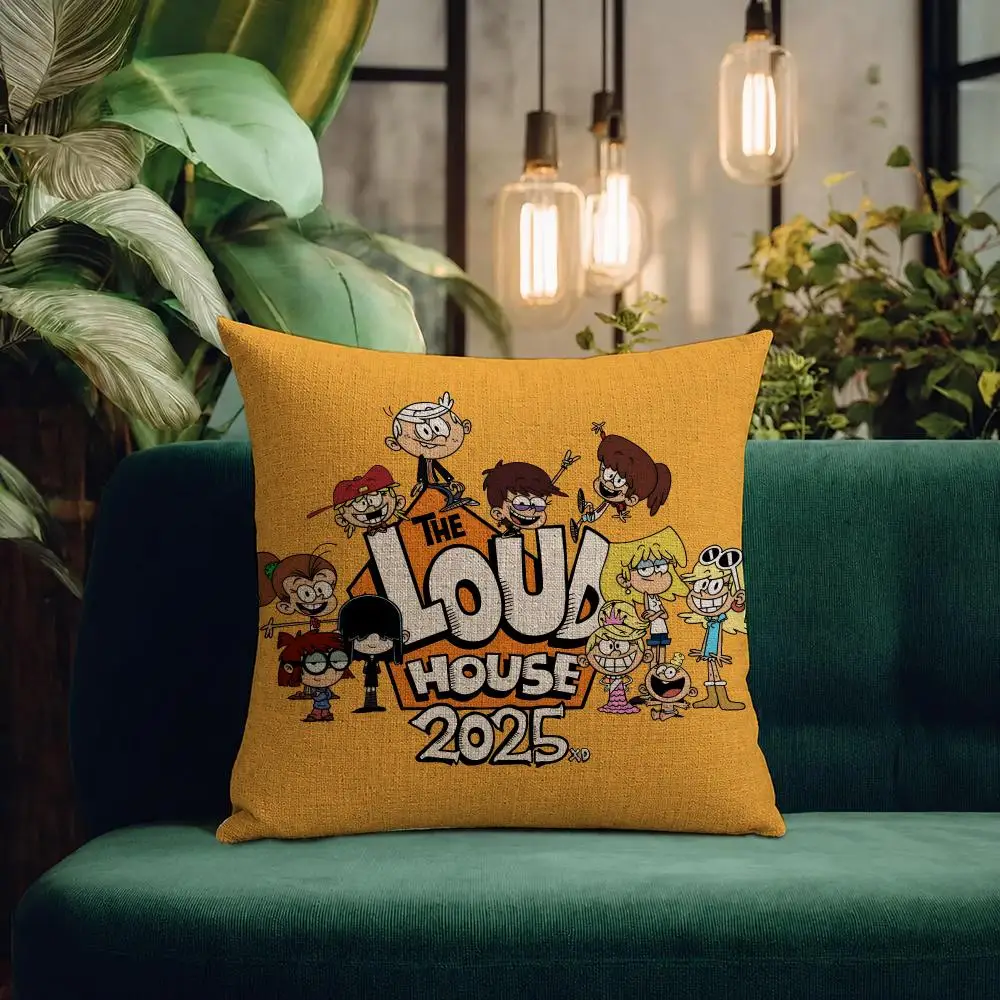 Cartoon The Loud House Cushion Cover Natural Linen Pillowcase Set Cushion Cover for Sofa Bedroom Chair