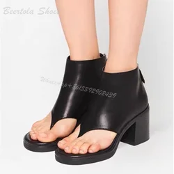 Damskie buty z okrągłym noskiem z rozcięciem z wycięciami czarne białe różowe skórzane buty z zamkiem na kostkę botki na łydki Fashion Casual Gladiator but