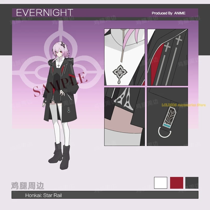 Game Evernight Honkai: Star Rail Autumn Winter Unisex Wind Coat Cosplay Costume Windbreaker Jacket Hoodie Tops Skirt Suit