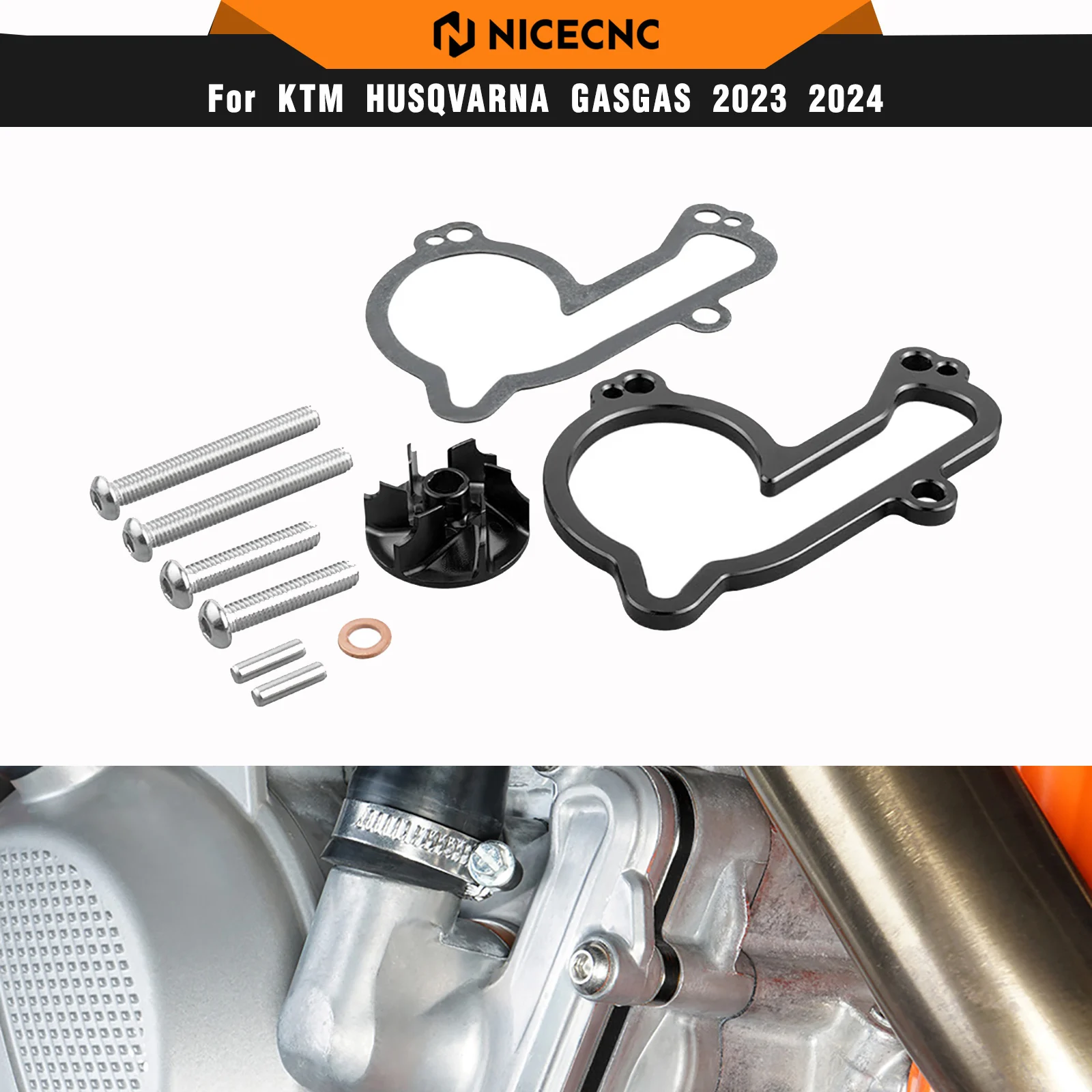 

NICECNC Oversized Water Pump Impeller Cooler For Husqvarna FE350 FE250 2017-2023 FX 350 2019-2022 FC250 FC350 FC450 2016-2022