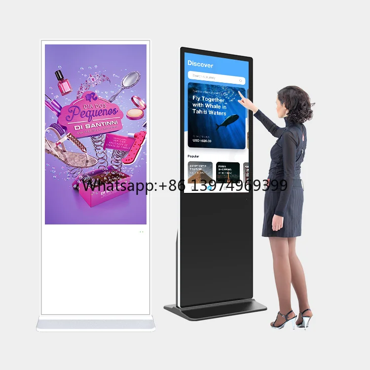 43 50 55 65 Inch Freestand Wifi Wireless Vertical Lcd Touch Screen Advertising Display Manufacturing Digital Signage