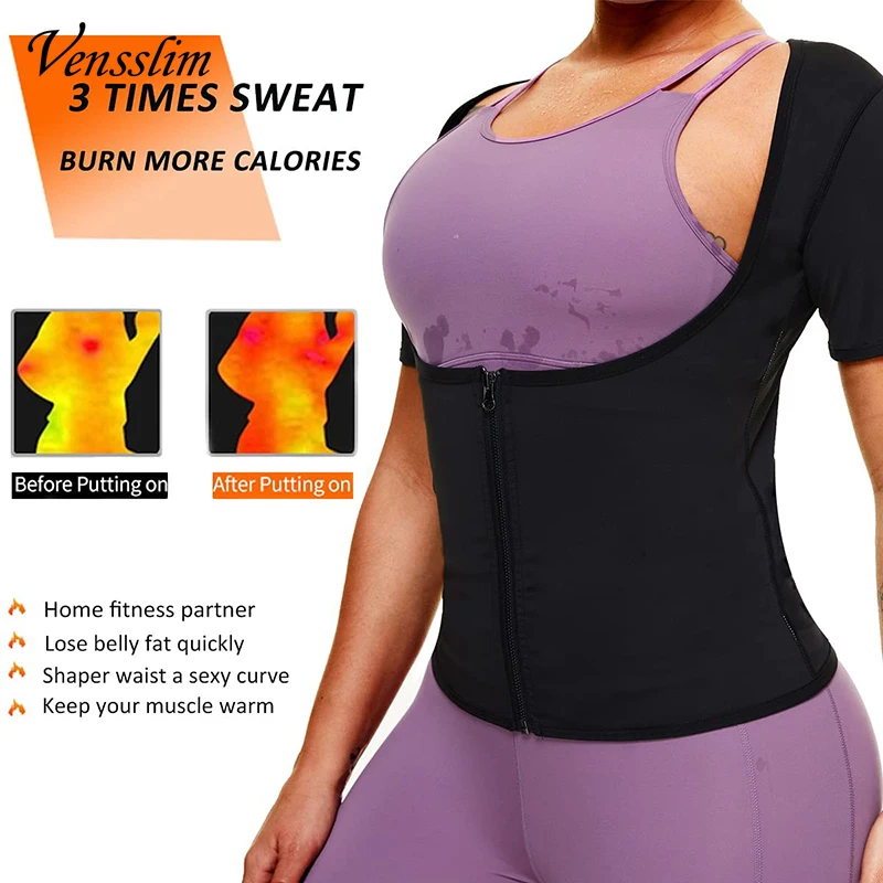 Women Sweat Sauna Body Shaper Vest Heat Trapping Workout Zipper Thermo Weight Loss Waist Trainer Corset