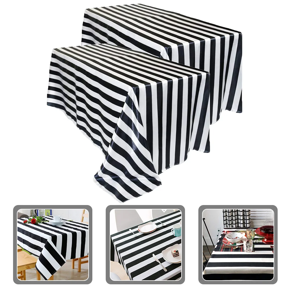 2 Pcs Wedding Decorations for Ceremony Striped Tablecloth Christmas Holiday Party Waterproof Tablecloths