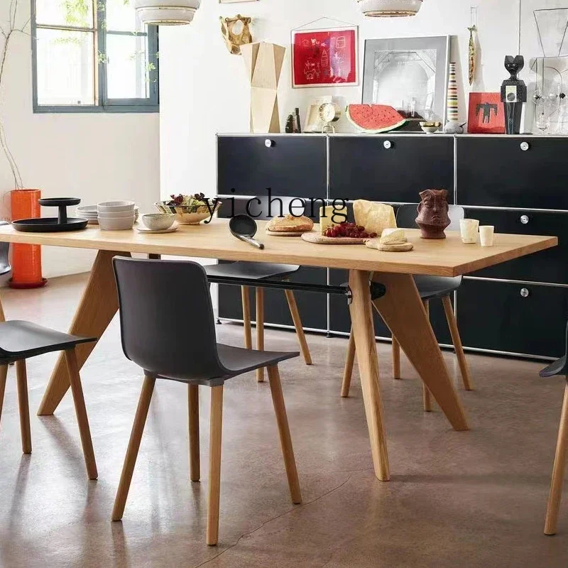V6  work table Nordic solid wood rectangular modern simple dining table long table