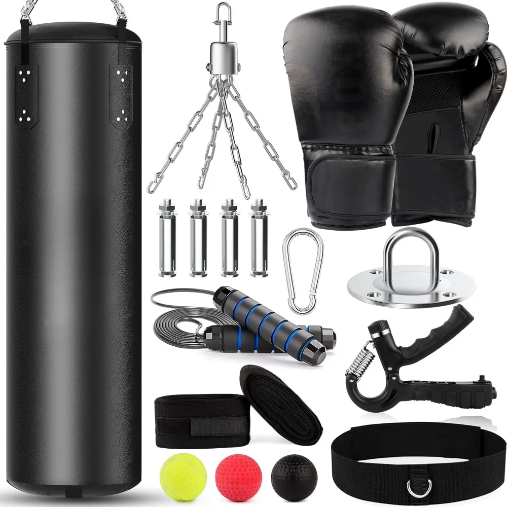 Adult Sandbags, Hanging Boxing Bag Set, Heavy Duty Sandbags with Gloves for Taekwondo Boxing Karate Muay Thai Home Gym