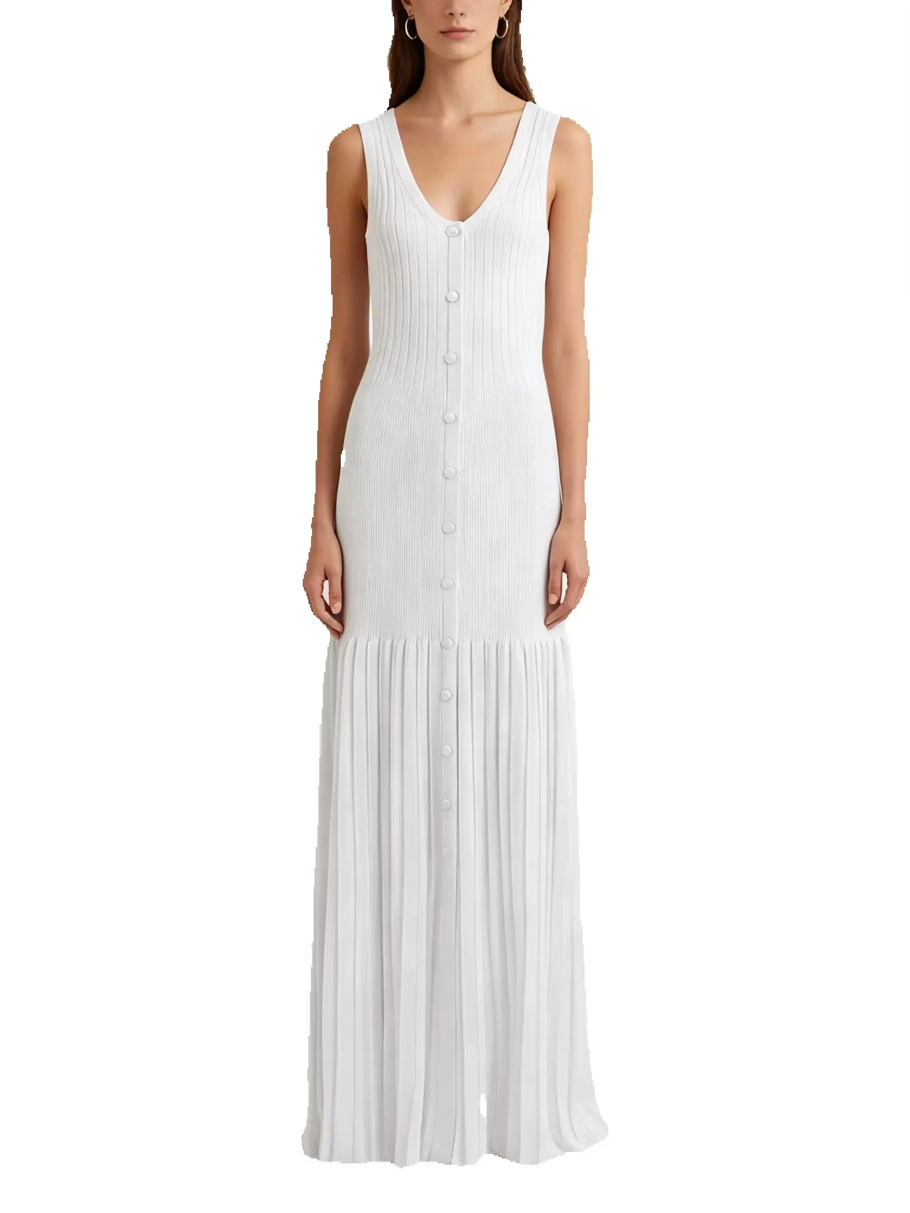 25210 Women Sleeveless Knitted Midi Dress Socialite Style High Quality New Spring Summer Casual Commuter Dress