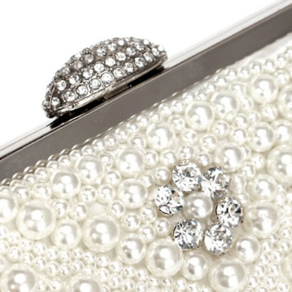 ABQR Pochette da donna con perle Borsa da sera Borsa a mano per borsa a catena da sposa per