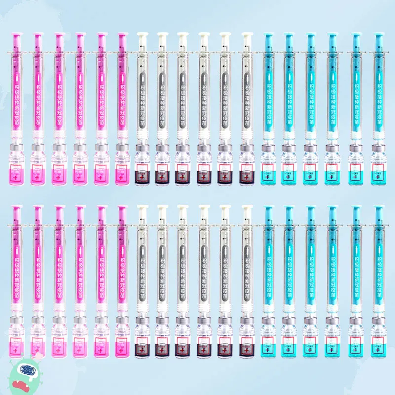 36Pcs Simulation Vaccination Pen Active Vaccination Needle Neutral Pen Syringe Modeling Gel Pens Student Gift