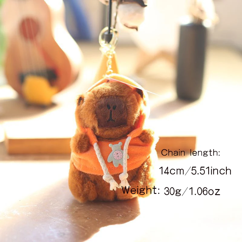 Cute Cartoon Capybara Pendant Keychain Plush Toy Doll Bag Hanging Ornaments Lovely Kapila Doll with Clothes Animal Keyring image 3