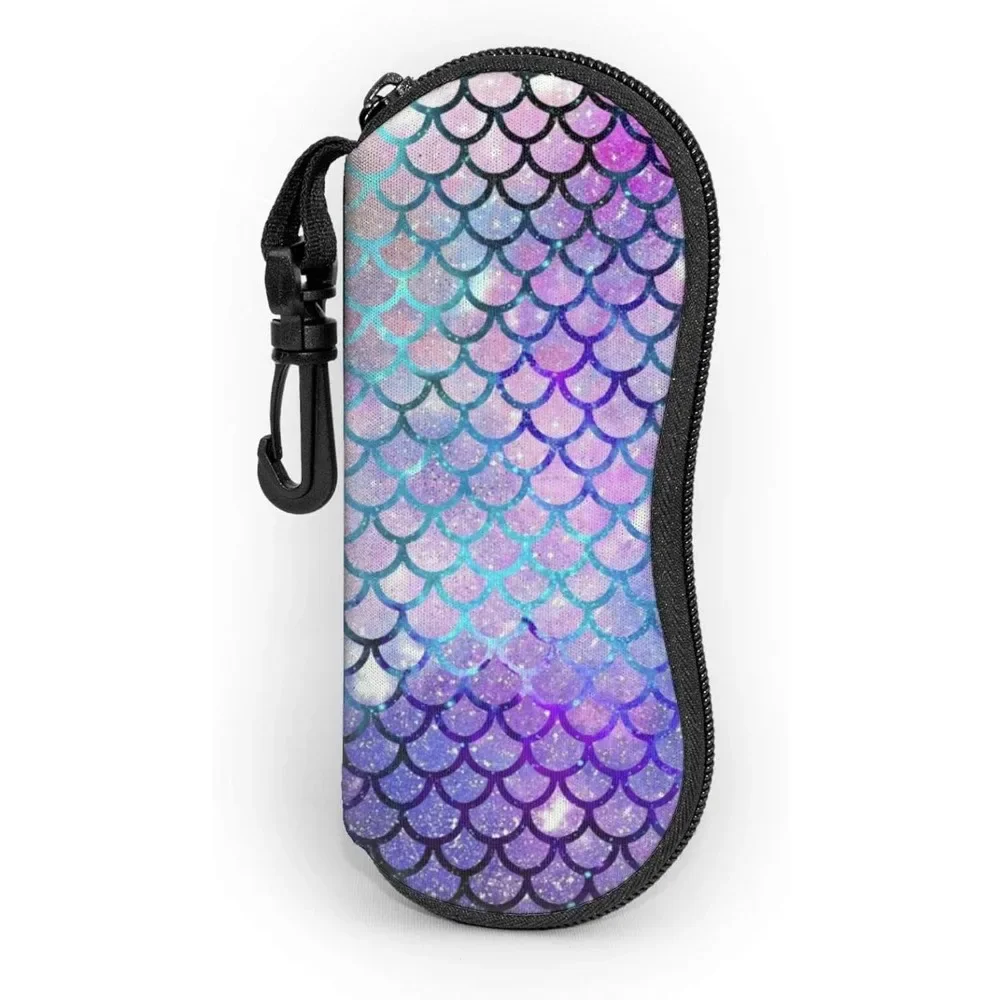 Mermaid Scales  Glasses Case Pouch Prints Zipper Soft Eyewear Storage Box Outdoor Travel Portable Anti-Pressure Sunglasses Bag