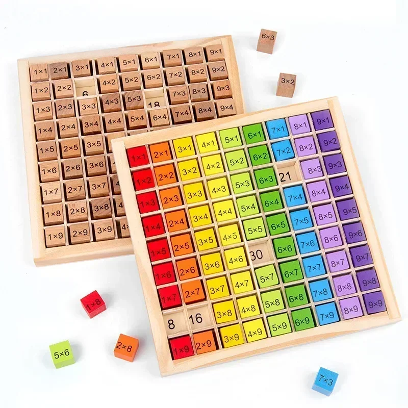 Montessori pädagogisches Holz spielzeug für Kinder Kinder Babys pielzeug 99 Multi pli kation stabelle Mathe Arithmetik Lehrmittel