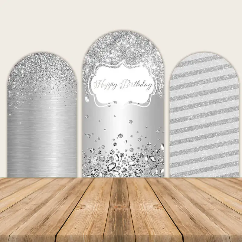 

LS Custom 2-Sided Silver Glitter Diamond Sweet Girl Birthday Cover Chiara Arch Background Decor Backdrop