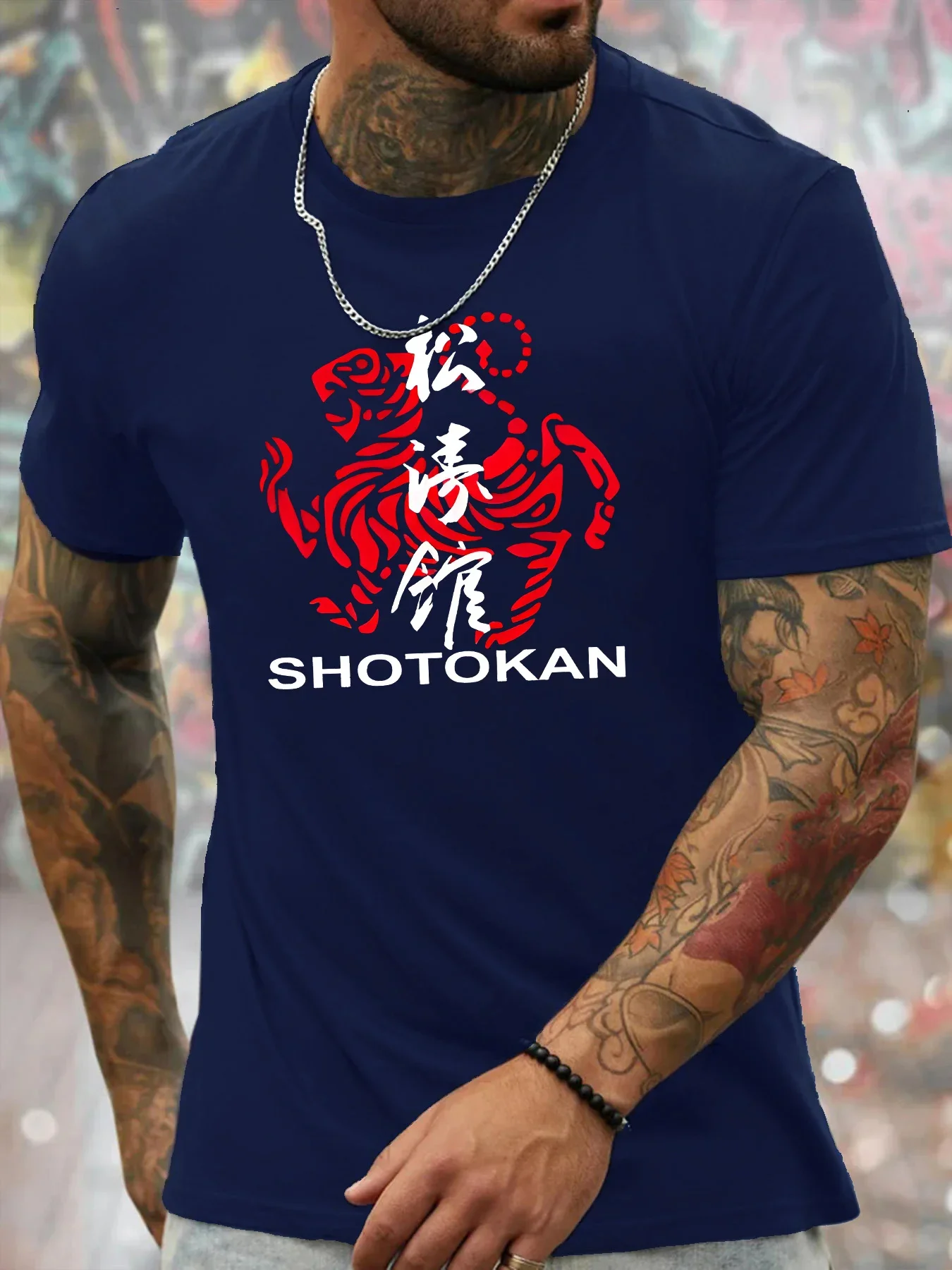

Shotokan Karate Print Men's Round Crew Neck Short Sleeve Tee Casual T Shirt Casual Comfy Lightweight Top for Summer