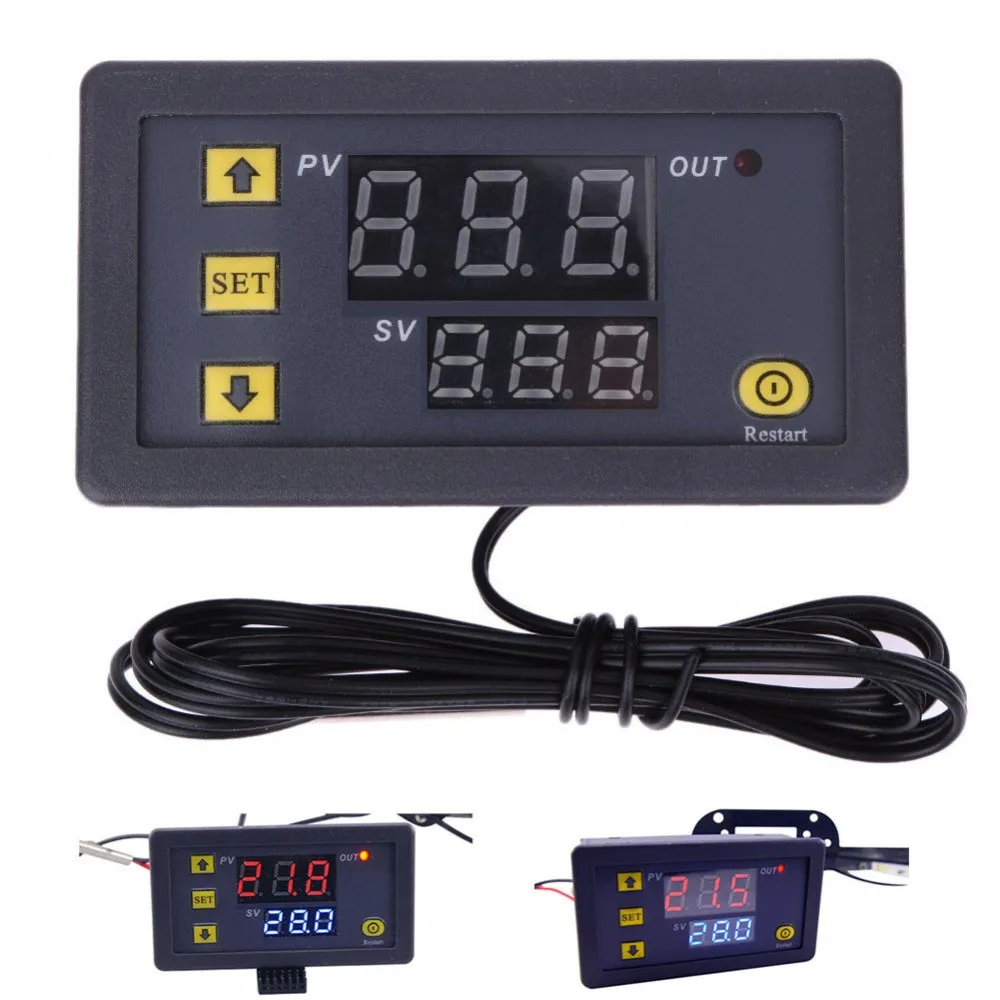 W3001 W3002 W3230 DC 12V 24V 110V 220V AC Digital Temperature Controller Thermostat With Control Switch Probe Relay Output