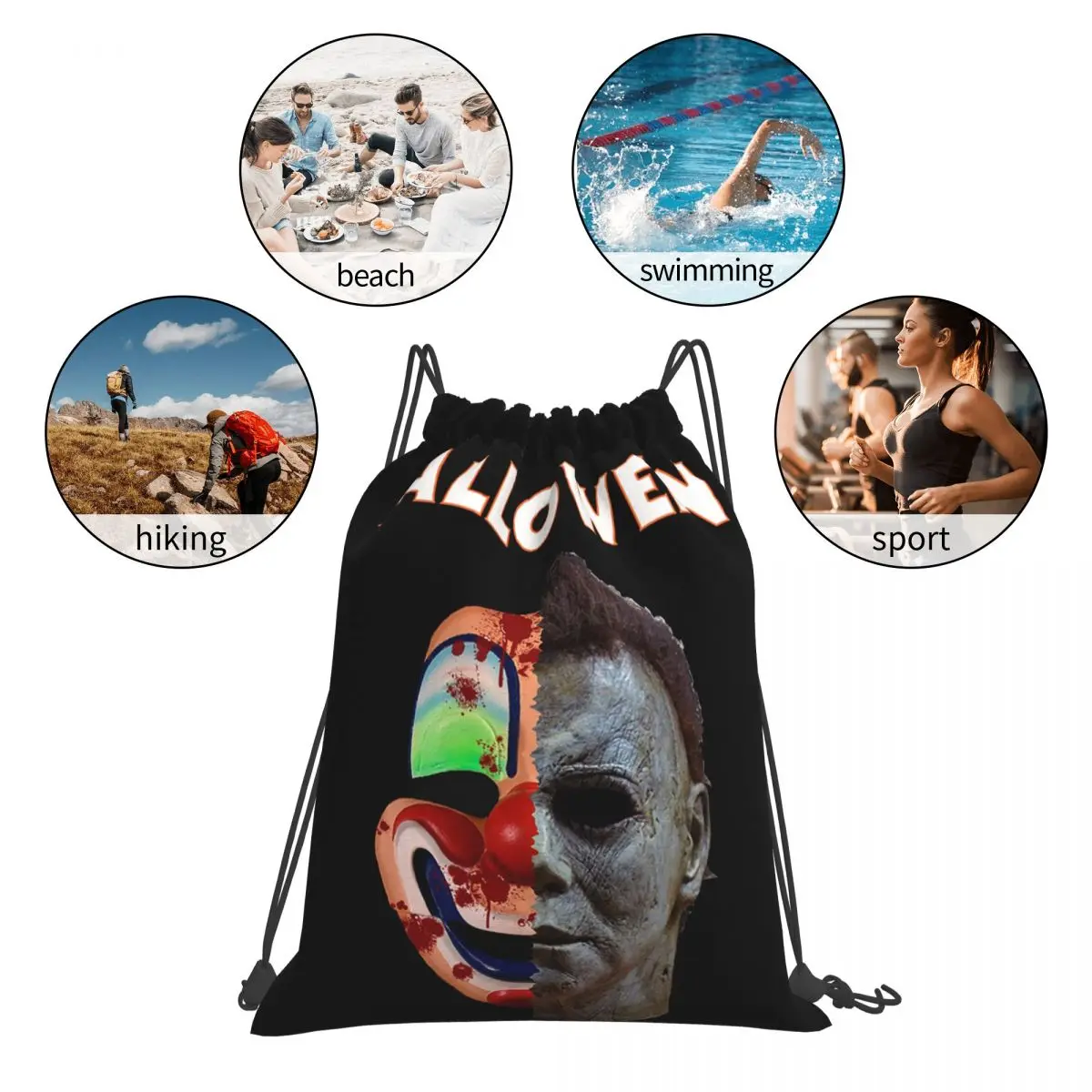 Portátil Halloween Termina Mochilas para Homens e Mulheres, Drawstring Bundle Pocket, Sports Bag, Book Bag, Moda, Esportes