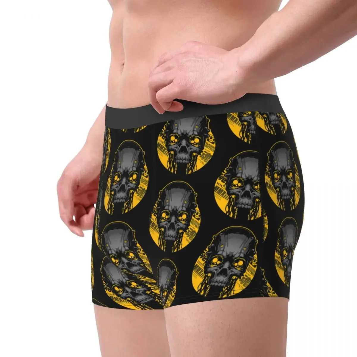 Cyber Skull Underpants Breathbale Panties Male Underwear Print Shorts Boxer Briefs