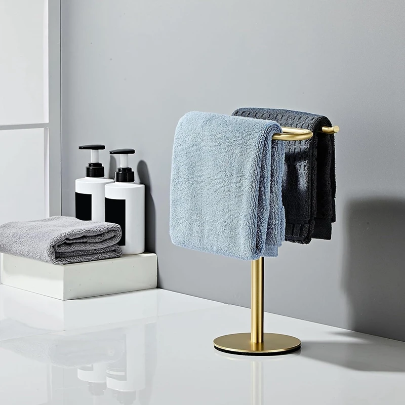 Gold Hand Towel Holder Stand Towel Rack Stainless Steel Towel Bar Rack Stand Tower Bar for Bathroom Vanity
