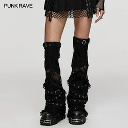 Calentadores de piernas de encaje para mujer, ropa gótica de capas diarias, pantalones acampanados, diseño de manga cálida, accesorios para mujer, PUNK RAVE