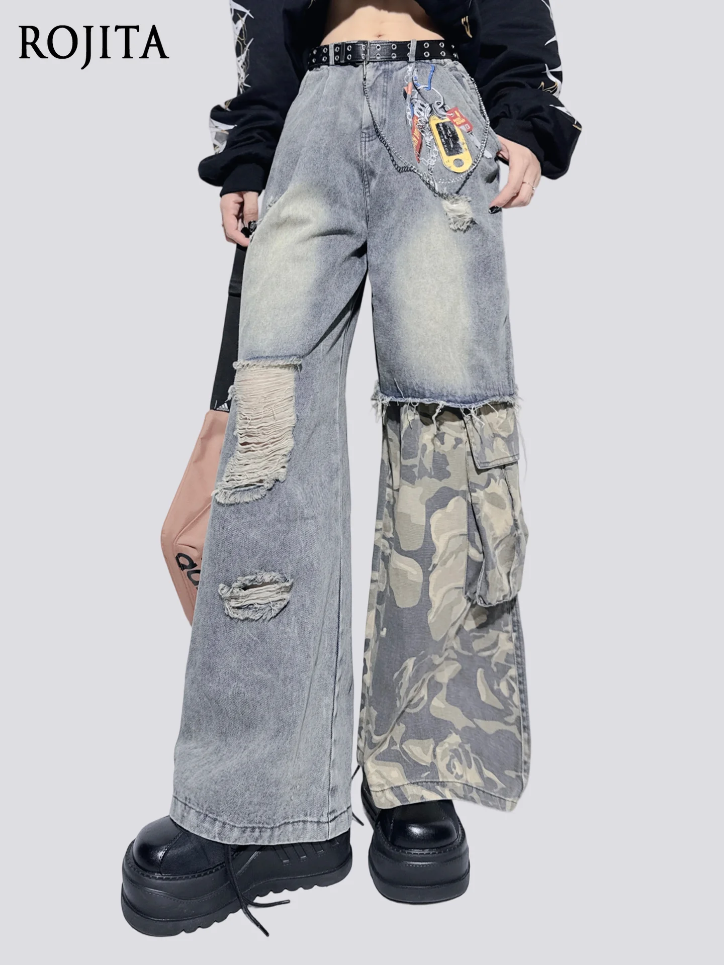 

American Vintage Clothes Straight Leg Jeans Retro Distressed Jeans Women Cargo Pants Boyfriend Jeans for Women Streetwear