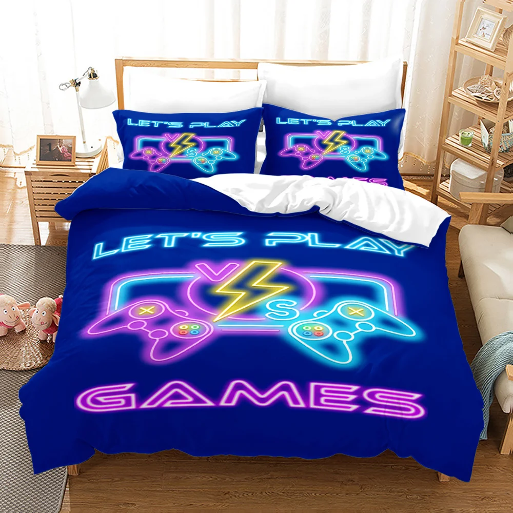 Gaming Duvet Cover Set Gamer Room Decor for Boys Kids Teens Video Games Twin Bedding Set Gamepad Bedspread Decor Home