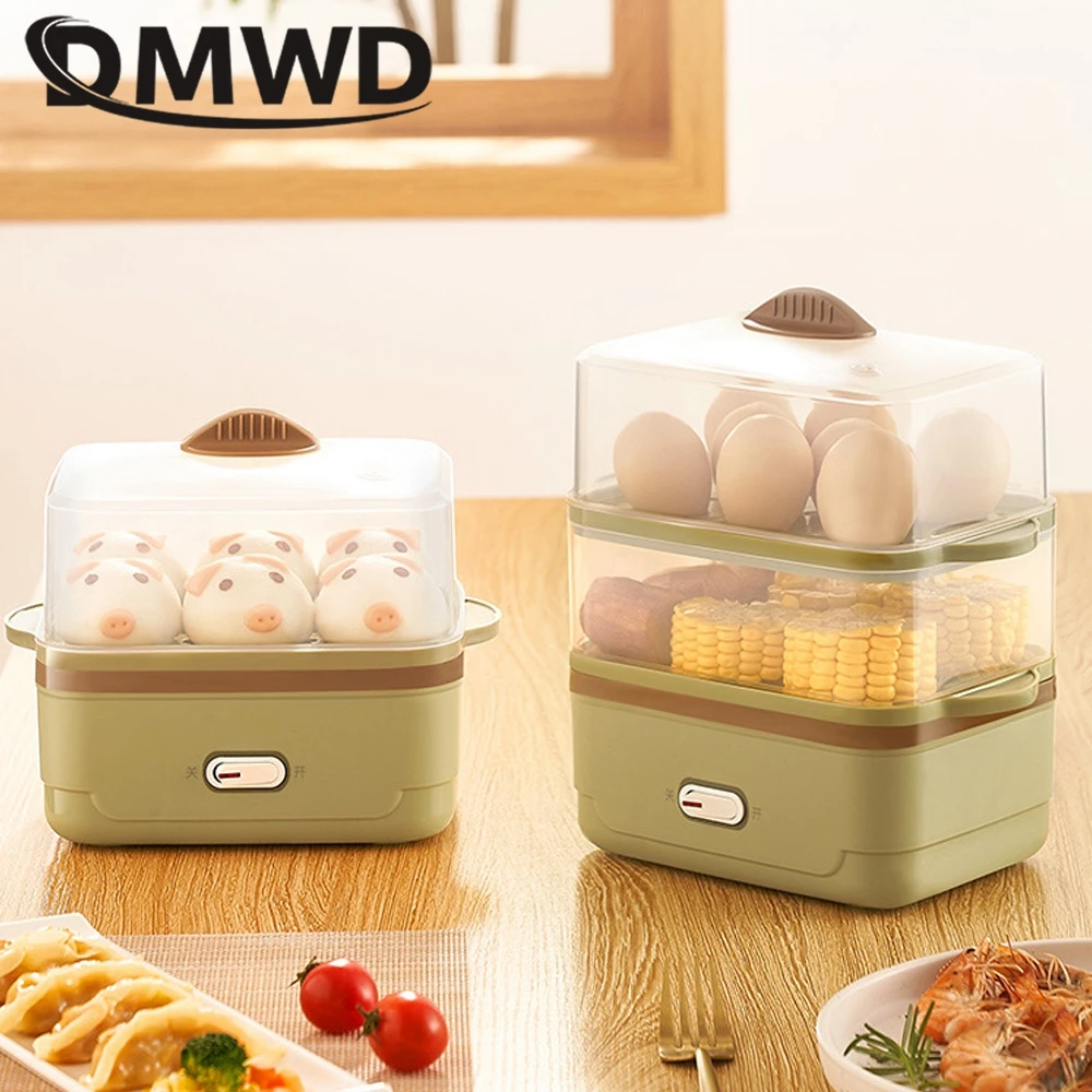 DMWD 2 Layer Electric Egg Cooker Boiler Food Steamer Custard Egg Omelette Maker Breakfast Machine Nursing Bottle Disinfection