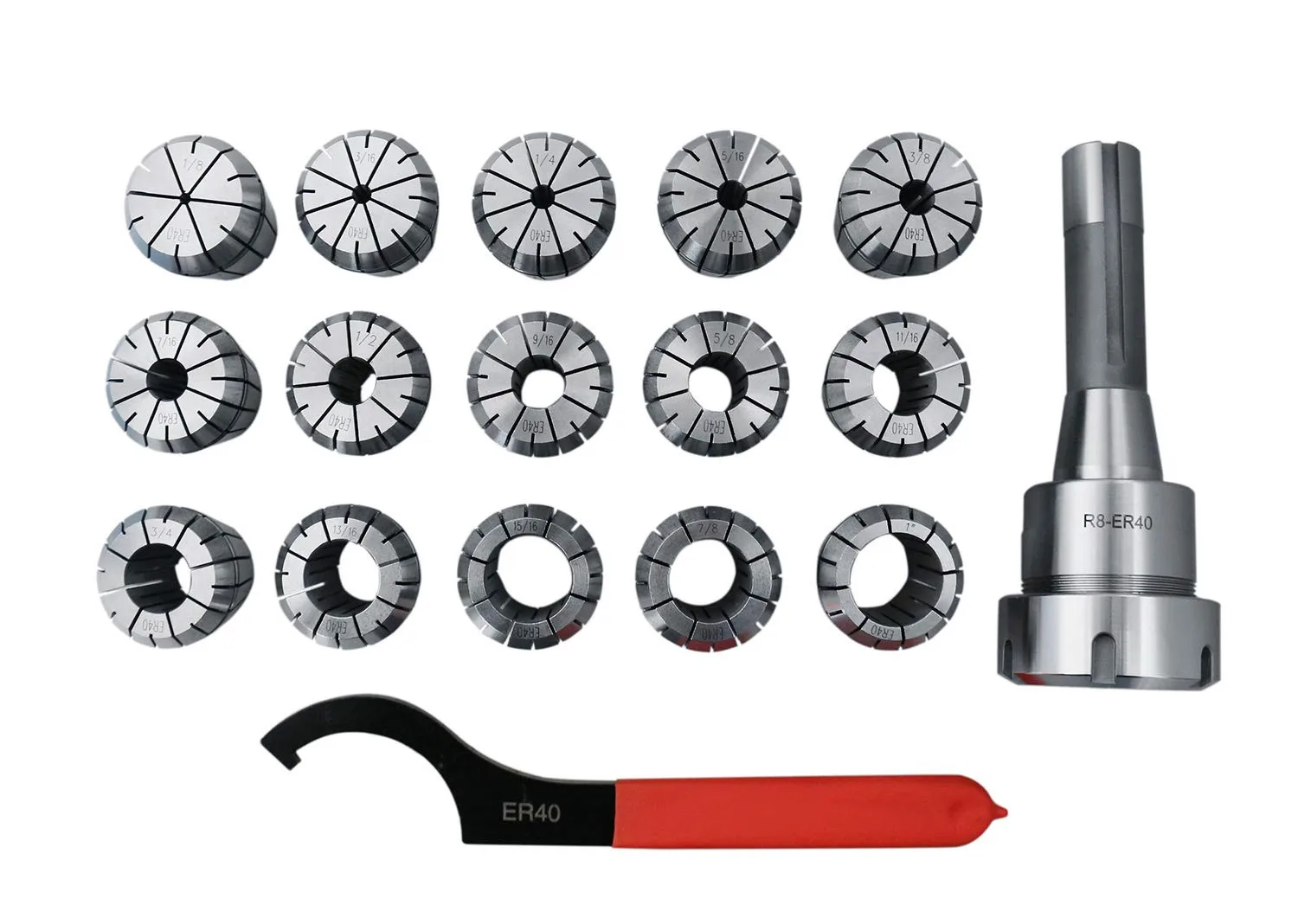 Juego de pinzas 15Psc Er40 Plus, 1 unidad, soporte de vástago R8 Bridgeport y Caja de Regalos de llave, herramientas manuales, dispositivos de sujeción de trabajo para mejorar el hogar