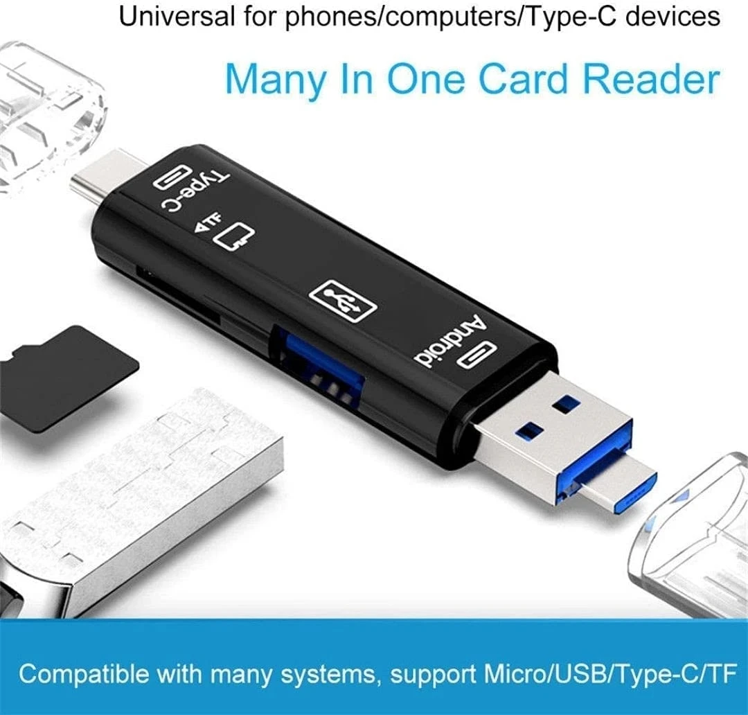 5 Trong 1 Đa Năng Usb 2.0 Loại C/Usb /Micro Usb/Đầu Đọc Thẻ Nhớ Tf/SD đầu Đọc Thẻ OTG Adapter Phụ Kiện Điện Thoại